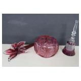 Crystal Pilgrim Flower and Fenton Bowl and Bell