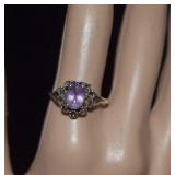 Sterling Ring w/ Amethyst   Sz 9