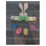Large Wooden Easter Bunny w/Eggs Dï¿½cor - 27x20'