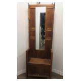 Vintage Hall Tree Coat Rack w/Bench - NOTE