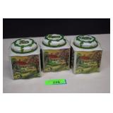 Three Tin Coffee, Tea & Sugar Canisters