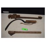 Vintage Sickle, Pipe Wrench & Tomahawk Style