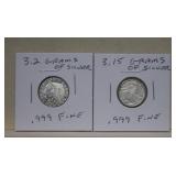 Two 1/10 Troy oz Silver Rounds **