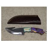 Fixed Blade Gutting Knife w/ Multicolor Handle &