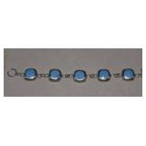 Sterling Bracelet w/ Blue Stone  Marked Mexico