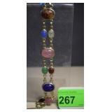 Vintage Gold Tone Scarab Bracelet With Natural