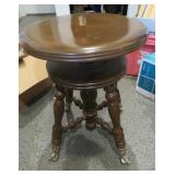 Early 1900's Ball and Claw Swivel Piano Stool