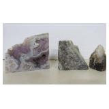 Three Geode Specimens with Quartz Crystals