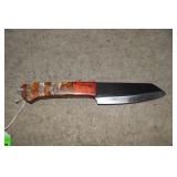 Fixed Blade Kitchen Knife w/ Orange Handle