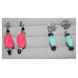 Two Sterling Silver & Stone Earrings