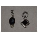 Two Sterling & Onyx Pendants