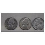 1942-S, 1944-P, 1945 War Nickels  35% Silver