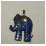 Lapis Elephant Pendant w/ Gold Color Accents