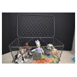 Metal Cage Basket & Plush Animals,Some Ty Beannie