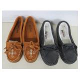 2 Pairs Minnetonka Moccasin Shoes - Size 7