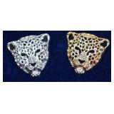 Two Leopard Rhinestone Brooches