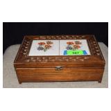 Wooden Jewelry  Box** w/ Costume Jewelry