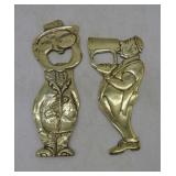 Two MCM Solid Brass Bottle Openers