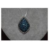 Sterling Italy Box Chain & Teardrop Pend. w/ Topaz