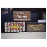 Three Wood Wall Signs