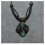 Sterling Necklace w/ Turquoise Pendant  Mark PM*