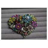 Large Rhinestone Heart Shaped Brooch