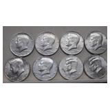 (8) Kennedy Half Dollars 1972 to 1999 Mix