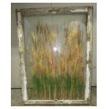 Large Antique Window with Wheat Design in Glass