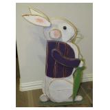 Large 33' Wooden Handpainted Bunny on Stand