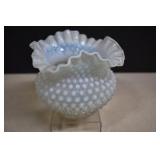 Vintage Fenton White Opalescent Hobnail Art Glass