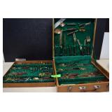 Vintage Bangkok Thai Brass Wood Cutlery in Case