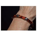 Sterling Milor Italy Hinged Bracelet-Tortoiseshell