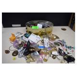Lot of Costume Jewelry in Tin
