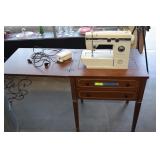 Wards Sewing Machine and Wooden Cabinet