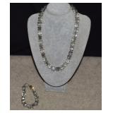Park lane Square Crystal Necklace & Bracelet w/