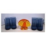 MCM Mushroom Lucite Napkin Holder & 8- Vtg. Libby