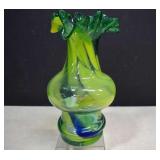 Lovely Murano Style Ruffled  Art Glass Vase