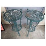 Two Art Deco Style Cast Metal Plant Stands - 28'