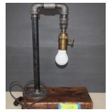 Pipe Lamp On Wood Base