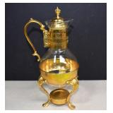 Vintage Glass & Metal Coffee Carafe In Stand