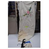 72' Round Table Cloth w/Staining & 10 Matching