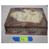 Very Nice Vintage Incolay Stone Jewelry Box