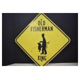 1989 Metal Old Fisherman Crossing Sign