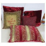 Four Embellished Beaded Throw Pillows