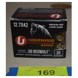 19 Qty Underwood .50 Beowulf 12.7x42 Ammunition