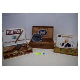 Three Cigar Boxes With Random Oddities - One Is
