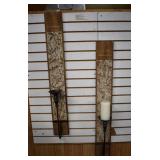 Two Long Wood Wall Candle Pillars 42'
