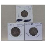 1876 Seated Dime, 1857 & 1878 Seated Quarters