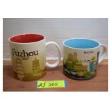 Two Collectible Starbucks Mugs. Fuzhou & Macau