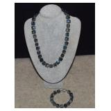 Park Lane Blue Square Beaded Necklace & Bracelet